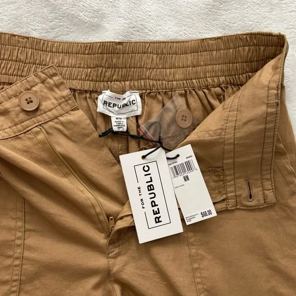 FOR THE REPUBLIC Cotton Khaki Cargo Jogger Pants--M - Picture 4 of 16